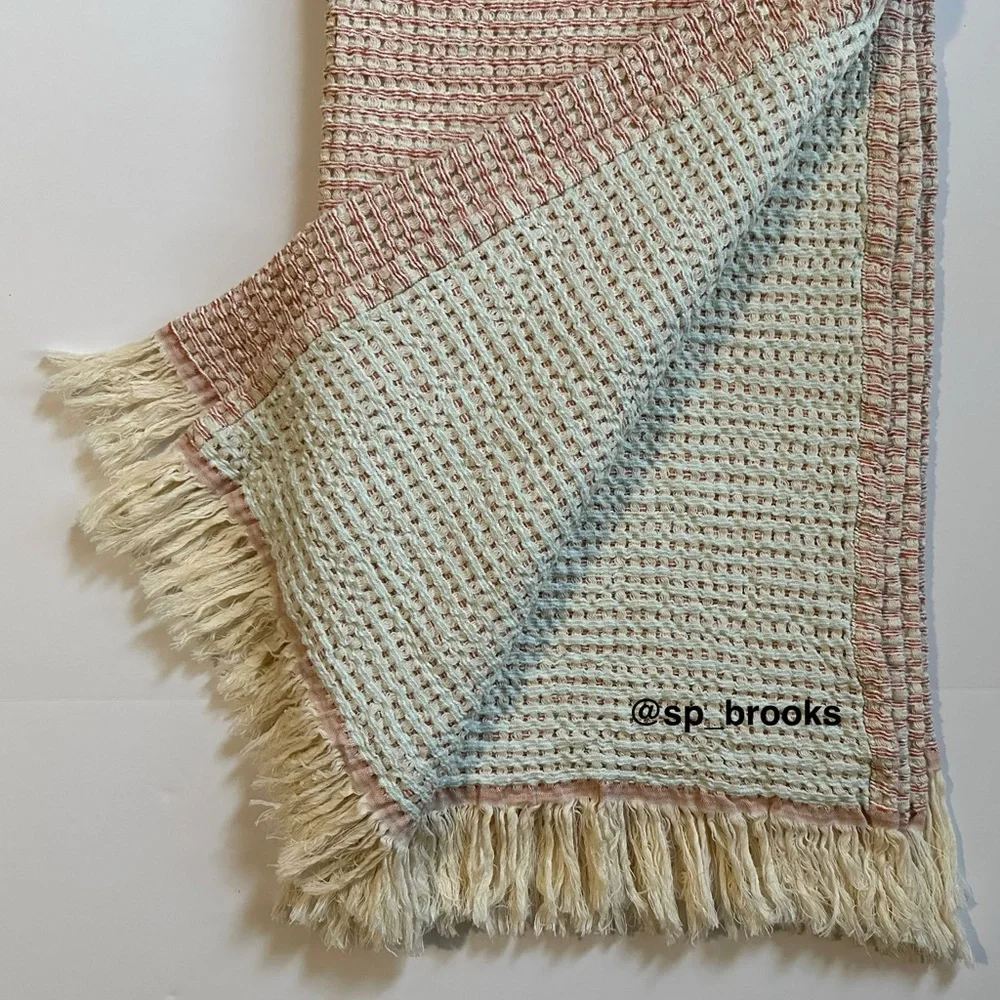 🎁Texteis Penedo Throw Blanket - Peppermint - Reverse Waffle Bands